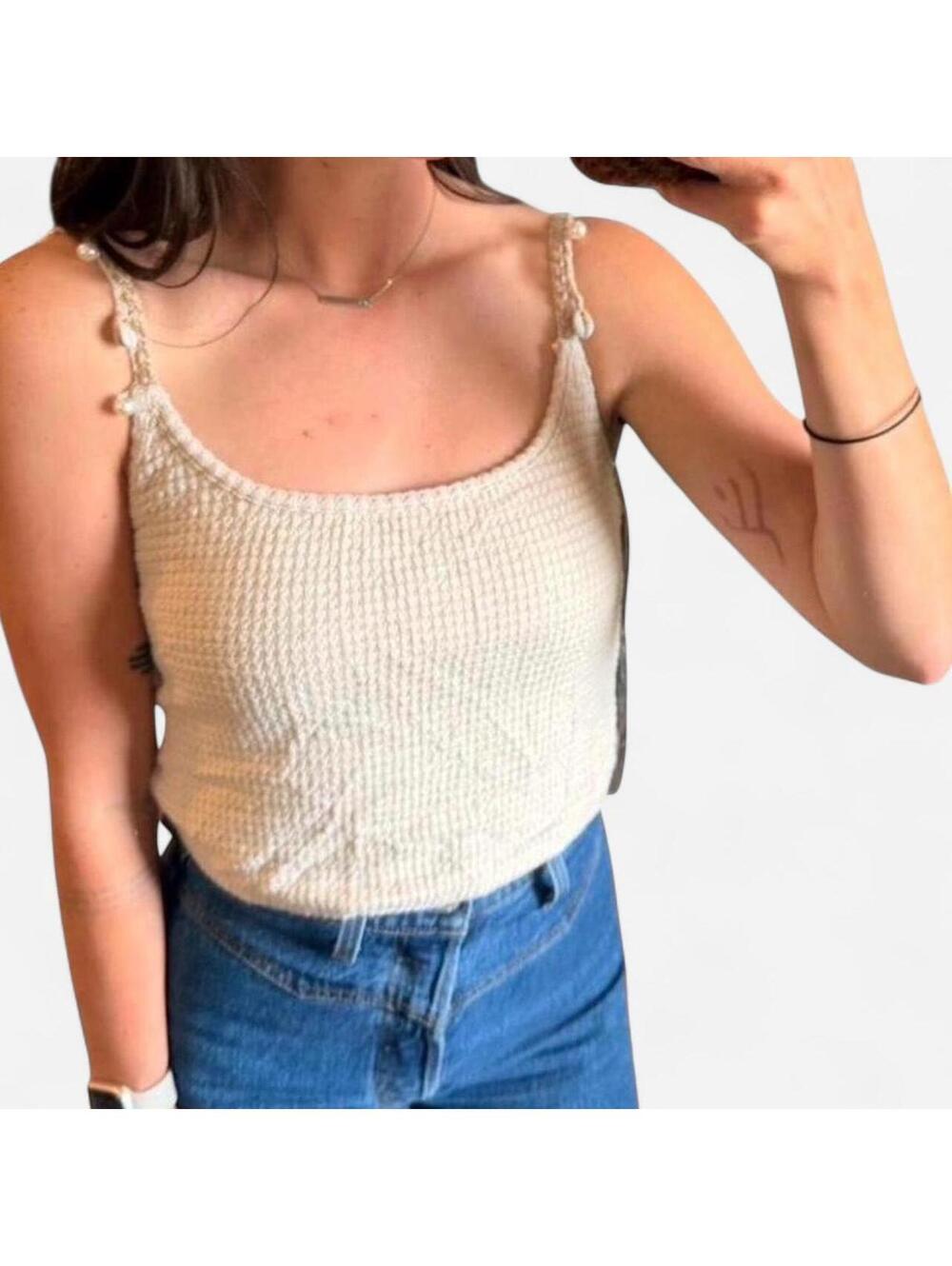 Target Women's Cream and White Vests-tanks-cami